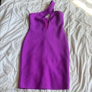 FASHION NOVA ONE SLEEVED PENCIL TIGHT PURPLE DRESS